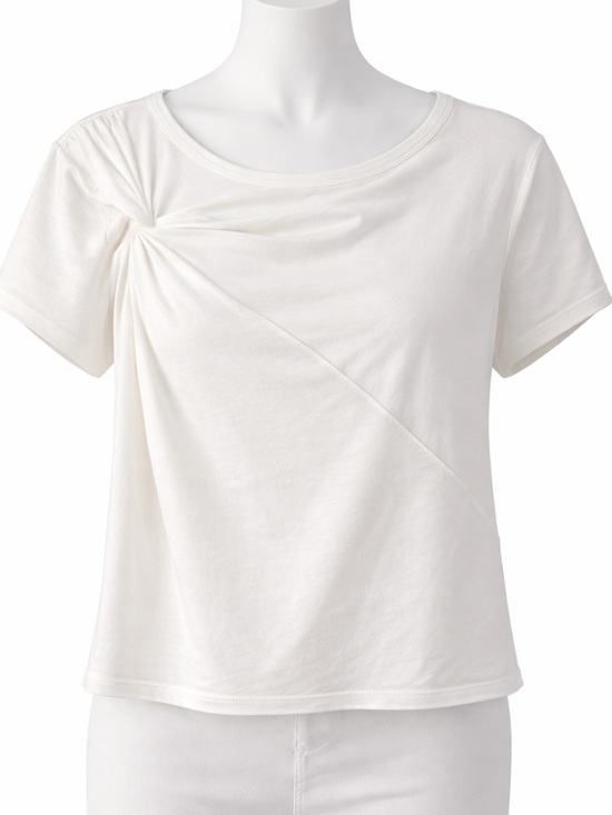 Divided Tops - NWT Divided Women’s White Short Sleeve Tee with Shoulder Knot